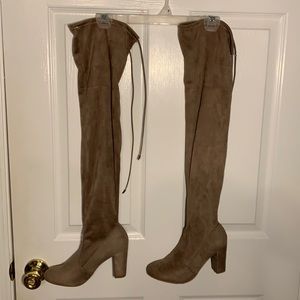 Tan thigh-high boots